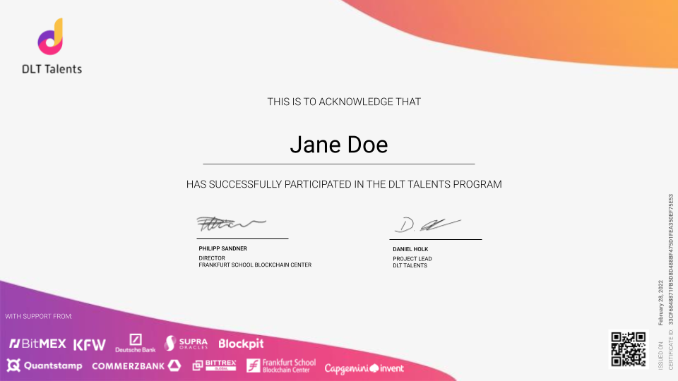 DLT Talents certificate